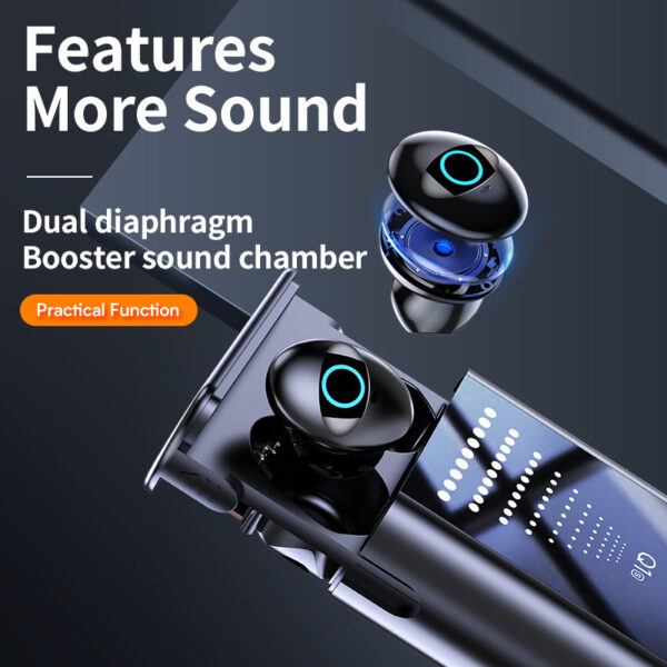 Bluetooth Earphone Earbuds Multi-Function HiFi 9D Wireless Earphones IPX7 Waterproof 3500mAh with Flashlight - Image 2