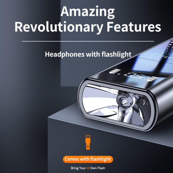 Bluetooth Earphone Earbuds Multi-Function HiFi 9D Wireless Earphones IPX7 Waterproof 3500mAh with Flashlight - Image 3