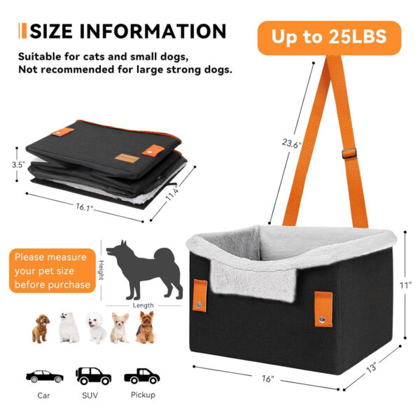 Portable Small Dog Car Seat Dog Booster Seat For Car With Clip-On Safety Leash Perfect For Small Pets Pet Products - Image 4