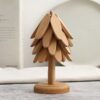 Wooden Christmas Tree Folding Coaster Black Walnut Thick Seat Adiabatic Pad For Kitchen Desktop Decoration Housewarming Gift - Image 6